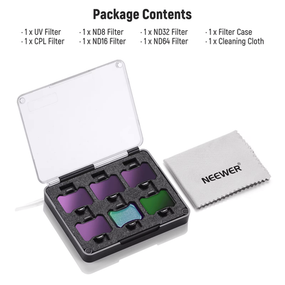 NEEWER Filter-Set für DJI Avata 2 – 6-teilig (ND8/16/32/64, CPL, UV) | Mehr Kontrolle & brillante Farben